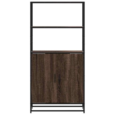 vidaXL Highboard καφέ δρυς Κατασκευασμένο ξύλο και μέταλλο 68x35x139cm 1 τεμ.