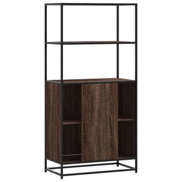 vidaXL Highboard καφέ δρυς Κατασκευασμένο ξύλο και μέταλλο 68x35x139cm 1 τεμ.