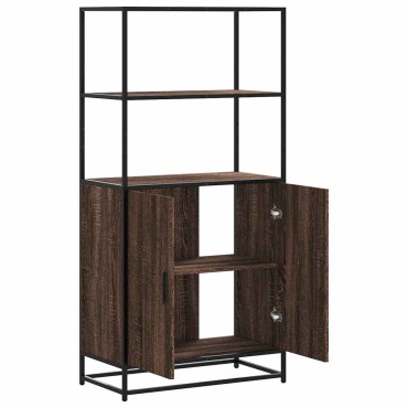 vidaXL Highboard καφέ δρυς Κατασκευασμένο ξύλο και μέταλλο 68x35x139cm 1 τεμ.
