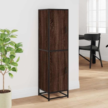 vidaXL Highboard καφέ δρυς Κατασκευασμένο ξύλο και μέταλλο 35,5x35x139 cm 1 τεμ.