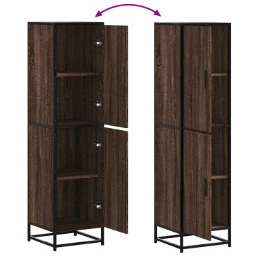 vidaXL Highboard καφέ δρυς Κατασκευασμένο ξύλο και μέταλλο 35,5x35x139 cm 1 τεμ.