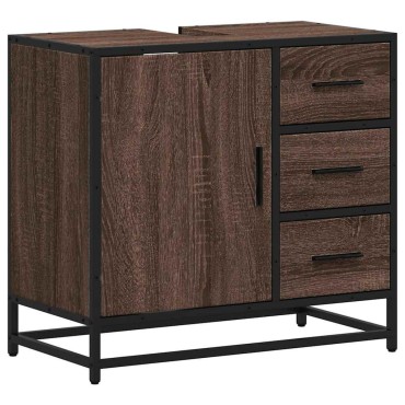 vidaXL ντουλάπι νιπτήρα μπάνιου καφέ δρυς 65x33x60cm