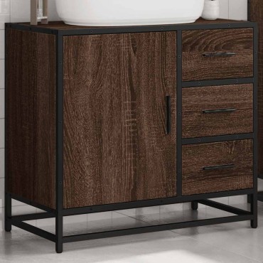 vidaXL ντουλάπι νιπτήρα μπάνιου καφέ δρυς 65x33x60cm