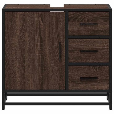 vidaXL ντουλάπι νιπτήρα μπάνιου καφέ δρυς 65x33x60cm