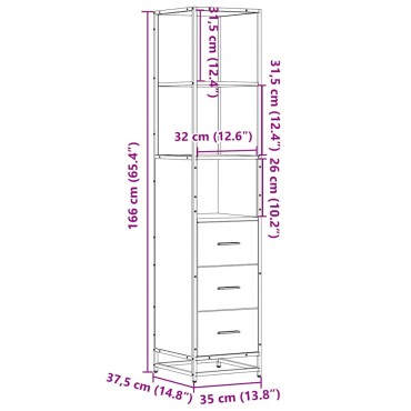 vidaXL Ντουλάπι μπάνιου καπνιστή βελανιδιά 35x37,5x166cm