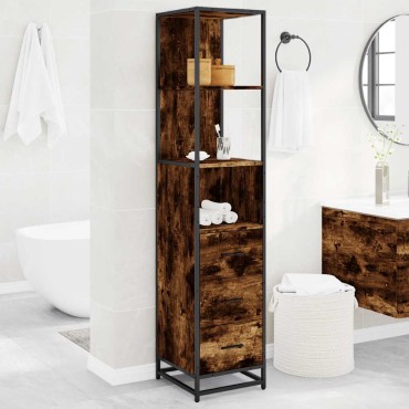 vidaXL Ντουλάπι μπάνιου καπνιστή βελανιδιά 35x37,5x166cm