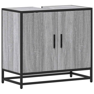 vidaXL Ντουλάπι νιπτήρα μπάνιου γκρι Sonoma 65x33x60cm