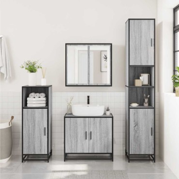 vidaXL Ντουλάπι νιπτήρα μπάνιου γκρι Sonoma 65x33x60cm