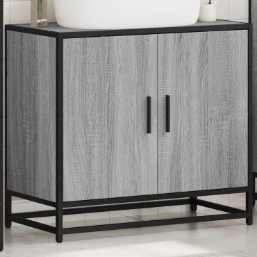 vidaXL Ντουλάπι νιπτήρα μπάνιου γκρι Sonoma 65x33x60cm