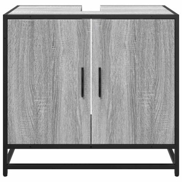 vidaXL Ντουλάπι νιπτήρα μπάνιου γκρι Sonoma 65x33x60cm