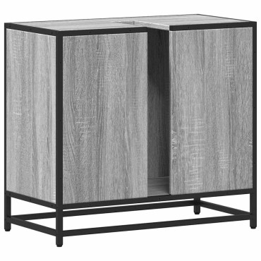 vidaXL Ντουλάπι νιπτήρα μπάνιου γκρι Sonoma 65x33x60cm