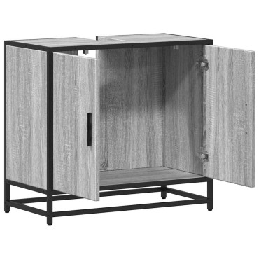vidaXL Ντουλάπι νιπτήρα μπάνιου γκρι Sonoma 65x33x60cm