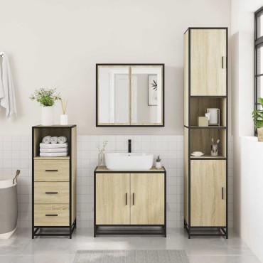 vidaXL Ντουλάπι μπάνιου Sonoma Oak 35x37,5x100cm Κατασκευασμένο ξύλο