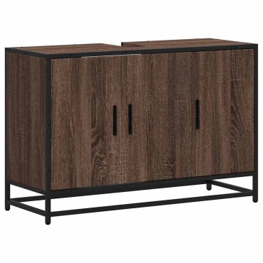 vidaXL ντουλάπι νιπτήρα μπάνιου καφέ δρυς 90x33x60cm