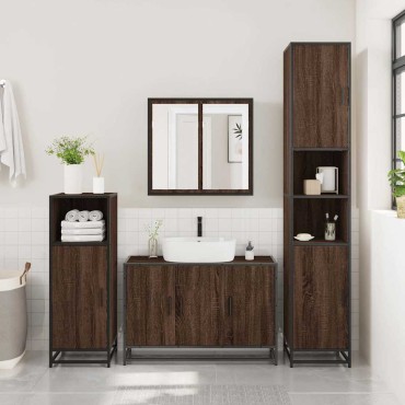 vidaXL ντουλάπι νιπτήρα μπάνιου καφέ δρυς 90x33x60cm