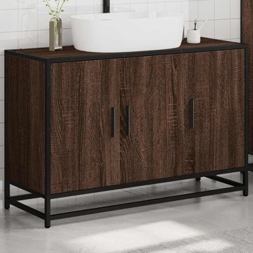 vidaXL ντουλάπι νιπτήρα μπάνιου καφέ δρυς 90x33x60cm