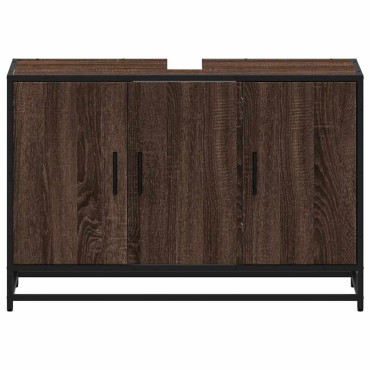 vidaXL ντουλάπι νιπτήρα μπάνιου καφέ δρυς 90x33x60cm