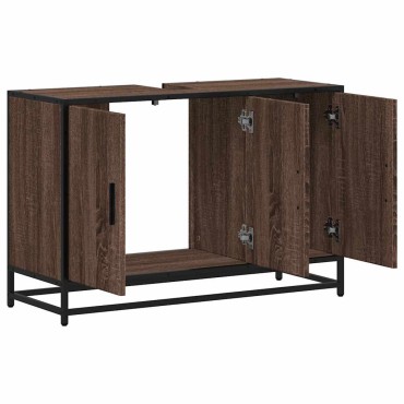 vidaXL ντουλάπι νιπτήρα μπάνιου καφέ δρυς 90x33x60cm