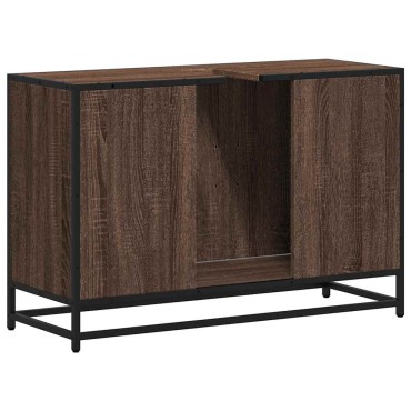 vidaXL ντουλάπι νιπτήρα μπάνιου καφέ δρυς 90x33x60cm
