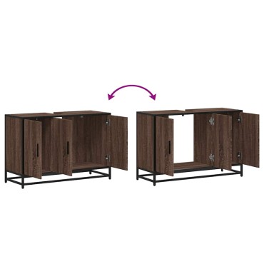 vidaXL ντουλάπι νιπτήρα μπάνιου καφέ δρυς 90x33x60cm
