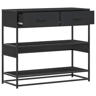 vidaXL Τραπέζι Κονσόλα Μαύρο 90x35x80cm Επεξεργασμένο Ξύλο 1 τεμ.