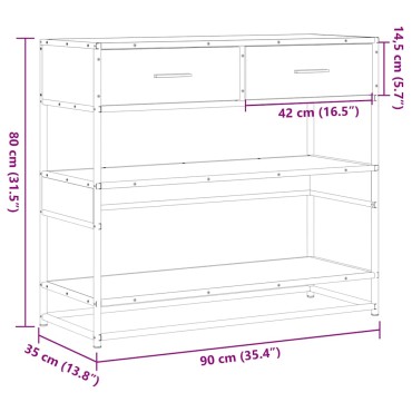 vidaXL Τραπέζι Κονσόλα Μαύρο 90x35x80cm Επεξεργασμένο Ξύλο 1 τεμ.