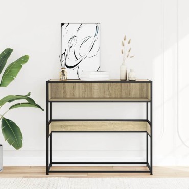 vidaXL Τραπέζι Κονσόλα Sonoma Δρυς 90x35x80cm Επεξεργασμένο Ξύλο 1 τεμ.