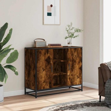 vidaXL Sideboard Καπνιστή δρυς 92x35x76cm Κατασκευασμένο ξύλο 1 τεμ.