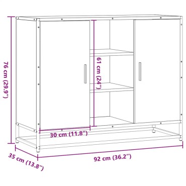 vidaXL Sideboard Καπνιστή δρυς 92x35x76cm Κατασκευασμένο ξύλο 1 τεμ.
