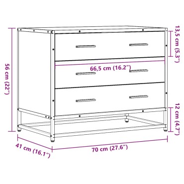 vidaXL Ντουλάπι συρταριών Γκρι Sonoma 70x41x56cm Ξύλινη κατασκευή 1 τεμ.