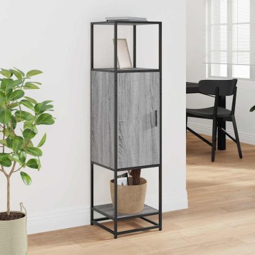vidaXL Highboard Grey Sonoma Κατασκευασμένο ξύλο και μέταλλο 35,5x35x139 cm 1 τεμ.