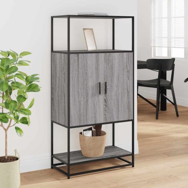 vidaXL Highboard Grey Sonoma Κατασκευασμένο ξύλο και μέταλλο 68x35x139cm 1 τεμ.