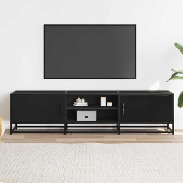 vidaXL Έπιπλο Τηλεόρασης Μαύρο 160x35x41cm Επεξεργ. Ξύλο / Μέταλλο