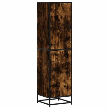 vidaXL Highboard Καπνιστή δρυς Κατασκευασμένο ξύλο και μέταλλο 35,5x35x139 cm 1 τεμ.
