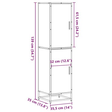 vidaXL Highboard Καπνιστή δρυς Κατασκευασμένο ξύλο και μέταλλο 35,5x35x139 cm 1 τεμ.