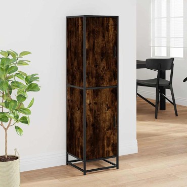 vidaXL Highboard Καπνιστή δρυς Κατασκευασμένο ξύλο και μέταλλο 35,5x35x139 cm 1 τεμ.