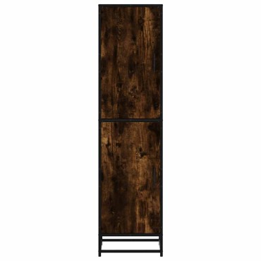 vidaXL Highboard Καπνιστή δρυς Κατασκευασμένο ξύλο και μέταλλο 35,5x35x139 cm 1 τεμ.