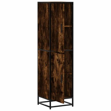 vidaXL Highboard Καπνιστή δρυς Κατασκευασμένο ξύλο και μέταλλο 35,5x35x139 cm 1 τεμ.