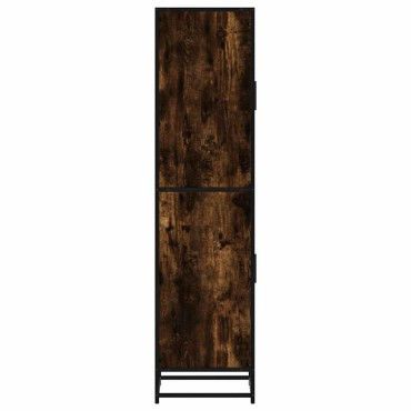 vidaXL Highboard Καπνιστή δρυς Κατασκευασμένο ξύλο και μέταλλο 35,5x35x139 cm 1 τεμ.