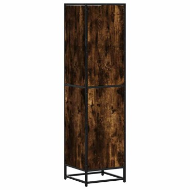 vidaXL Highboard Καπνιστή δρυς Κατασκευασμένο ξύλο και μέταλλο 35,5x35x139 cm 1 τεμ.