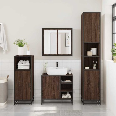 vidaXL ντουλάπι νιπτήρα μπάνιου καφέ δρυς 65x33x60cm