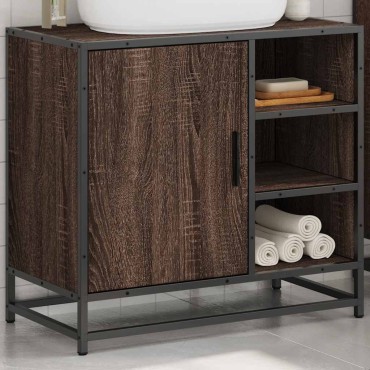 vidaXL ντουλάπι νιπτήρα μπάνιου καφέ δρυς 65x33x60cm