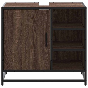 vidaXL ντουλάπι νιπτήρα μπάνιου καφέ δρυς 65x33x60cm