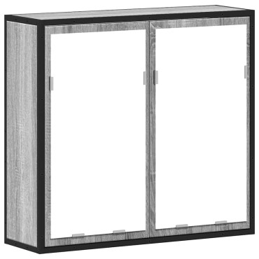 vidaXL Ντουλάπι καθρέφτη μπάνιου Γκρι Sonoma 65x20x60cm 1 τεμ.