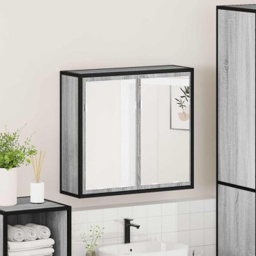 vidaXL Ντουλάπι καθρέφτη μπάνιου Γκρι Sonoma 65x20x60cm 1 τεμ.