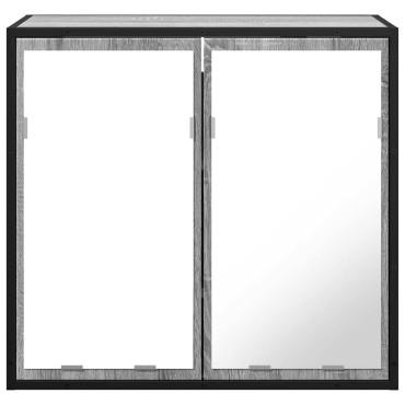 vidaXL Ντουλάπι καθρέφτη μπάνιου Γκρι Sonoma 65x20x60cm 1 τεμ.
