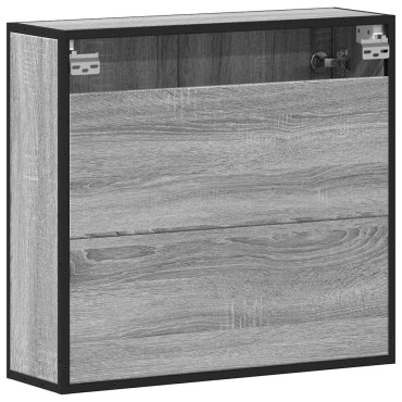 vidaXL Ντουλάπι καθρέφτη μπάνιου Γκρι Sonoma 65x20x60cm 1 τεμ.