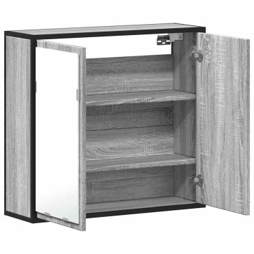 vidaXL Ντουλάπι καθρέφτη μπάνιου Γκρι Sonoma 65x20x60cm 1 τεμ.
