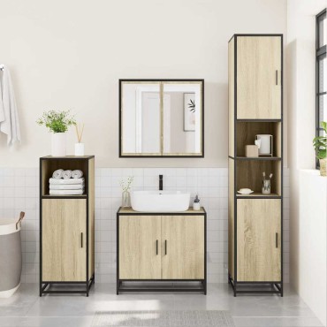vidaXL Ντουλάπι καθρέφτη μπάνιου Sonoma Oak 65x20x60cm 1 τεμ.