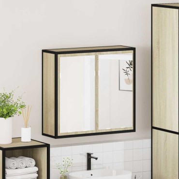 vidaXL Ντουλάπι καθρέφτη μπάνιου Sonoma Oak 65x20x60cm 1 τεμ.